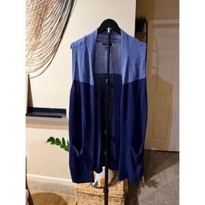 Karen Scott Blue Sweater Long Vest EUC 2X